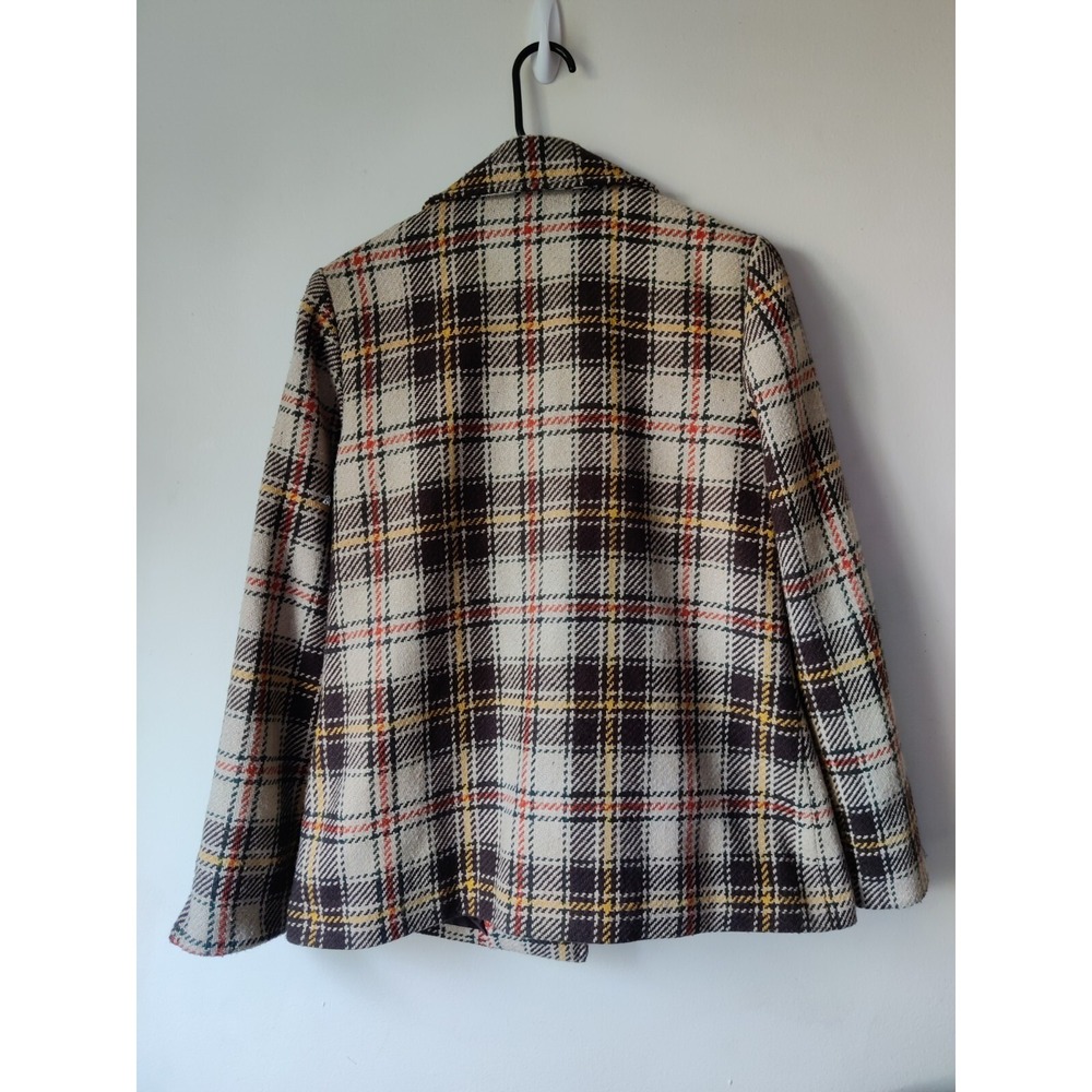 Relativity Jacket Fall Colors Red/Brown Faux Bottun Snap Plaid Size 6 - Picture 2 of 3